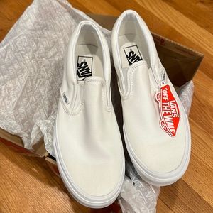 White Slip On Vans